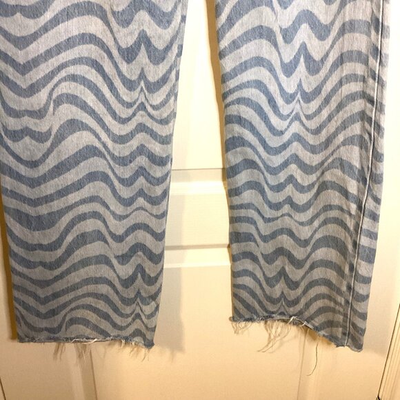 Garage Denim Jambe Women's Girl's Wide Leg Jeans Hazy Blue Raw Hem Size 3 - Picture 8 of 10